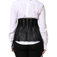 Black Lace-Up Waist Cincher Bustier Corset Top