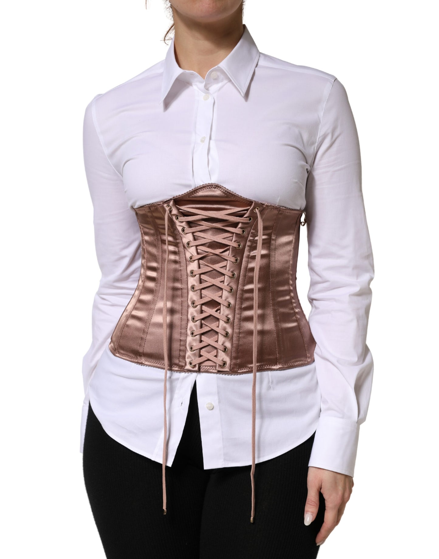 Rose Gold Waist Cincher Drawstring Corset Top
