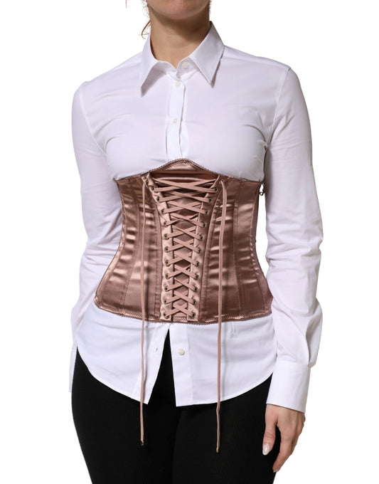 Rose Gold Waist Cincher Drawstring Corset Top