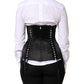 Black Silk Lace-Up Waist Cincher Corset Top
