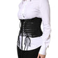 Black Polyester LaceUp Waist Cincher Corset Top