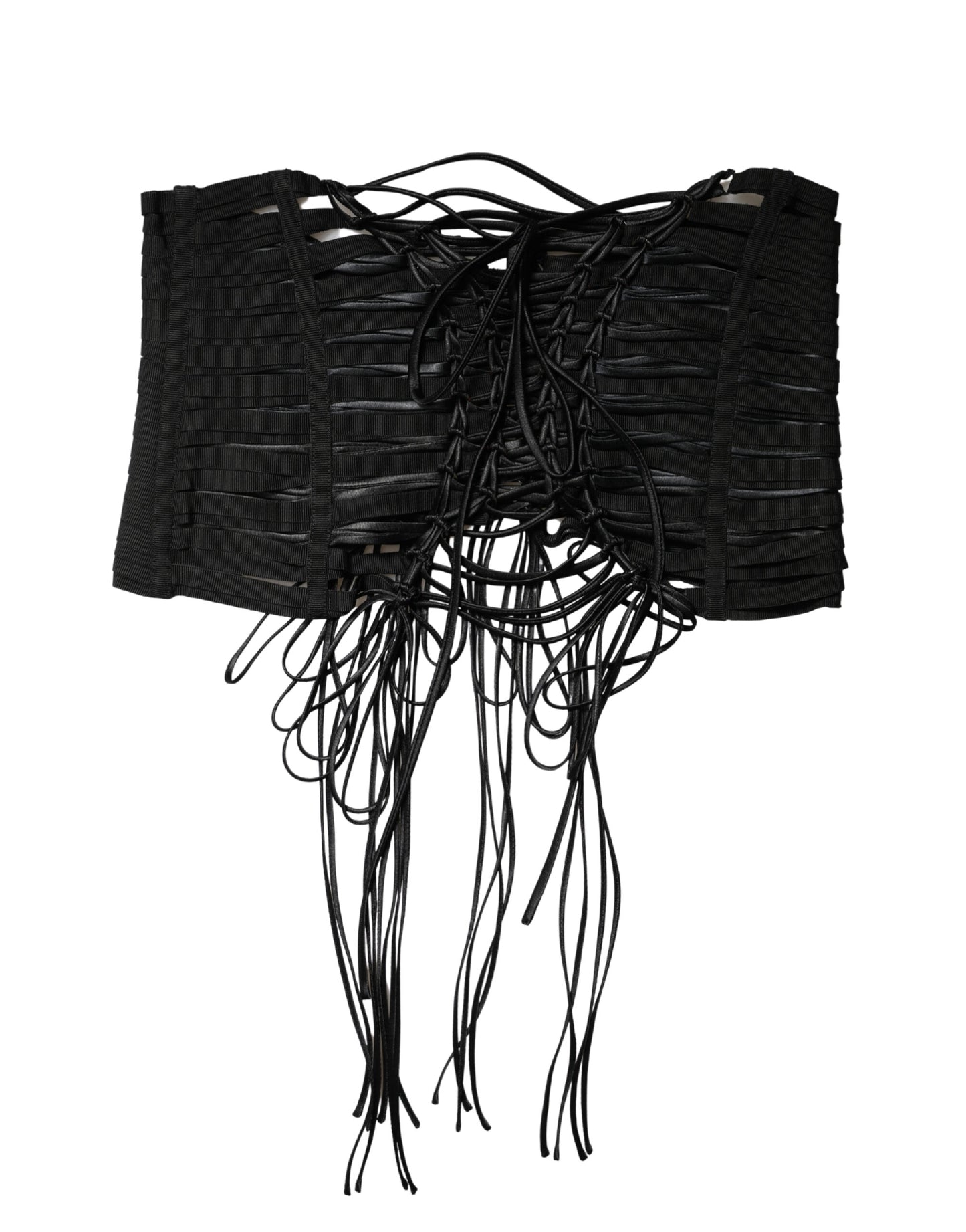 Black Polyester LaceUp Waist Cincher Corset Top