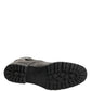 Metallic Leather Buckle Combat Boots Shoes
