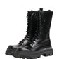 Black Leather Trek Sole Combat Boots Shoes