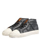 Black White Canvas Logo Mid Top Sneakers Shoes