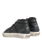 Black White Canvas Logo Mid Top Sneakers Shoes