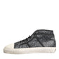 Black White Canvas Logo Mid Top Sneakers Shoes
