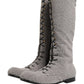 Gray Shearling Lace Up Knee High Boots Shoes