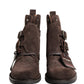 Brown Suede Leather Buckle Ankle Boots Shoes