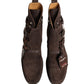 Brown Suede Leather Buckle Ankle Boots Shoes