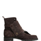 Brown Suede Leather Buckle Ankle Boots Shoes