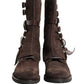 Brown Suede Leather Combat Ankle Boots  Shoes