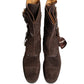 Brown Suede Leather Combat Ankle Boots  Shoes