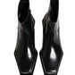 Black Leather Zip Closure Ankle Boots Shoes