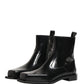 Black Leather Zip Closure Ankle Boots Shoes