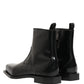 Black Leather Zip Closure Ankle Boots Shoes