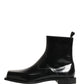 Black Leather Zip Closure Ankle Boots Shoes