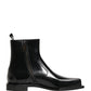 Black Leather Zip Closure Ankle Boots Shoes