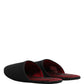 Black Wool Cashmere Red Quilted Slippers Shoes