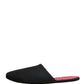 Black Wool Cashmere Red Quilted Slippers Shoes