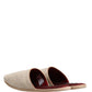 Beige Shetland Wool Red Quilted Slippers Shoes