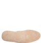 Beige Shetland Wool Red Quilted Slippers Shoes