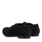Men Black Riccio Shearling Dress Derby Shoes