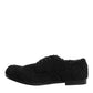 Men Black Riccio Shearling Dress Derby Shoes