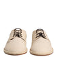 Beige Espadrille Sole Lace Up Canvas Derby Shoes
