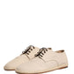 Beige Espadrille Sole Lace Up Canvas Derby Shoes