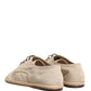 Beige Espadrille Sole Lace Up Canvas Derby Shoes