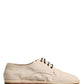Beige Espadrille Sole Lace Up Canvas Derby Shoes