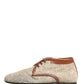 Denim Navajo Lace-Up Leather Dress Derby Shoes