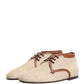Beige Canvas Lace-Up Men Dress Derby Shoes