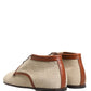 Beige Canvas Lace-Up Men Dress Derby Shoes
