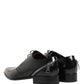 Men Black Lace-Up Leather Zip Dress Derby Shoes
