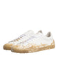White Leather Paint Effect Low Top Sneakers  Shoes