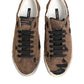 Brown Black Patch Denim Low Top Sneakers Shoes