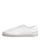 White Bianco Leather Men Low Top Sneakers Shoes