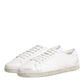 White Bianco Leather Men Low Top Sneakers Shoes