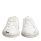 White Bianco Leather Men Low Top Sneakers Shoes
