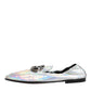 Silver DG Logo Holographic Leather Loafers Shoes