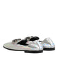 Silver DG Logo Holographic Leather Loafers Shoes