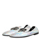 Silver DG Logo Holographic Leather Loafers Shoes