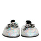 Silver DG Logo Holographic Leather Loafers Shoes