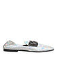 Silver DG Logo Holographic Leather Loafers Shoes