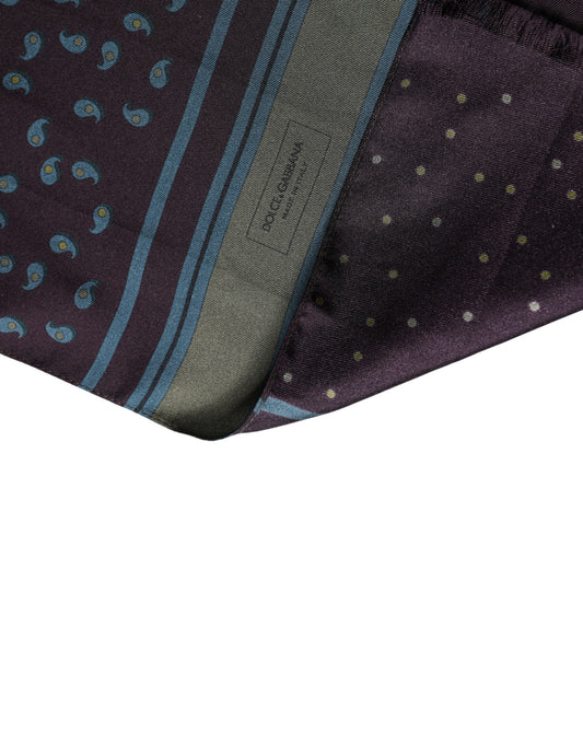 Men Scarf Maroon Patterned Silk Neck Foulard 132cm x 33cm