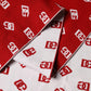 Red White Logo Print Foulard 201cm x 40.5cm  Men Scarf