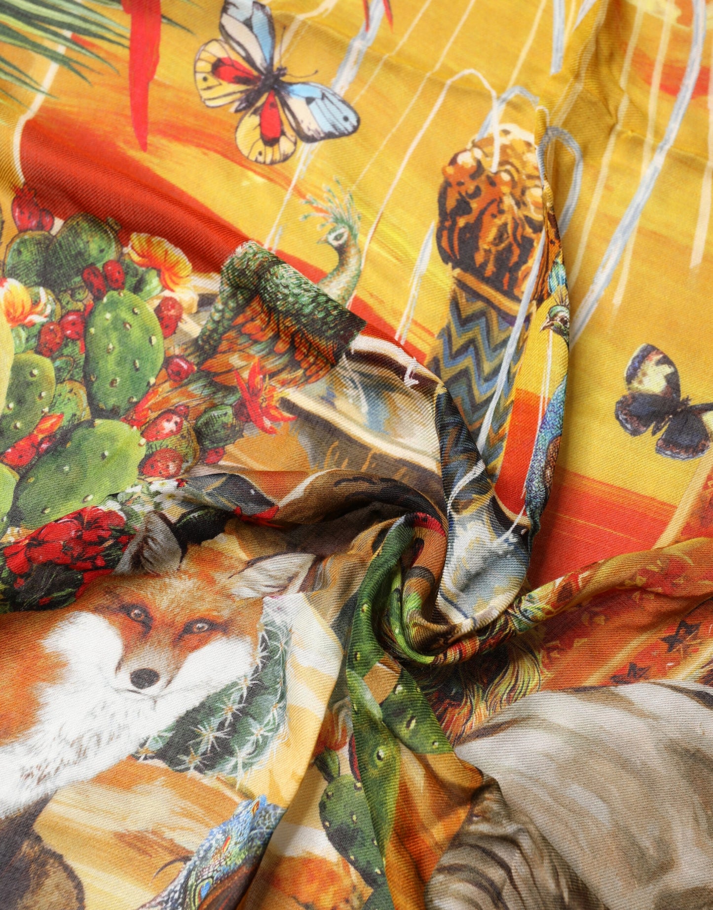 Multicolor Jungle Print Modal 134cm x 129.5cm Men Scarf