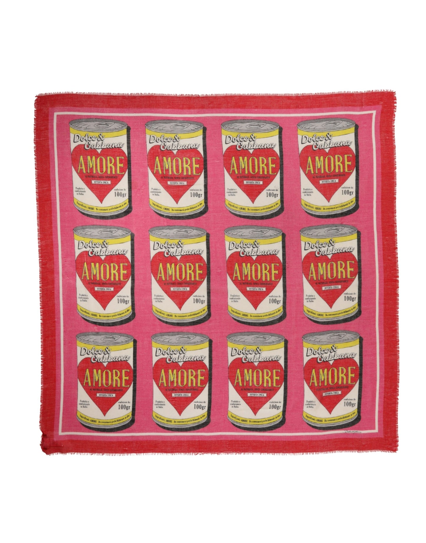 Pink DG Amore Print Neck Square Shawl 140cm x 135cm  Scarf